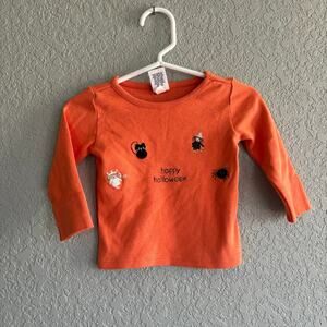 Gap Girls 3-6 month Halloween shirt Long Sleeve Orange Witch Cat